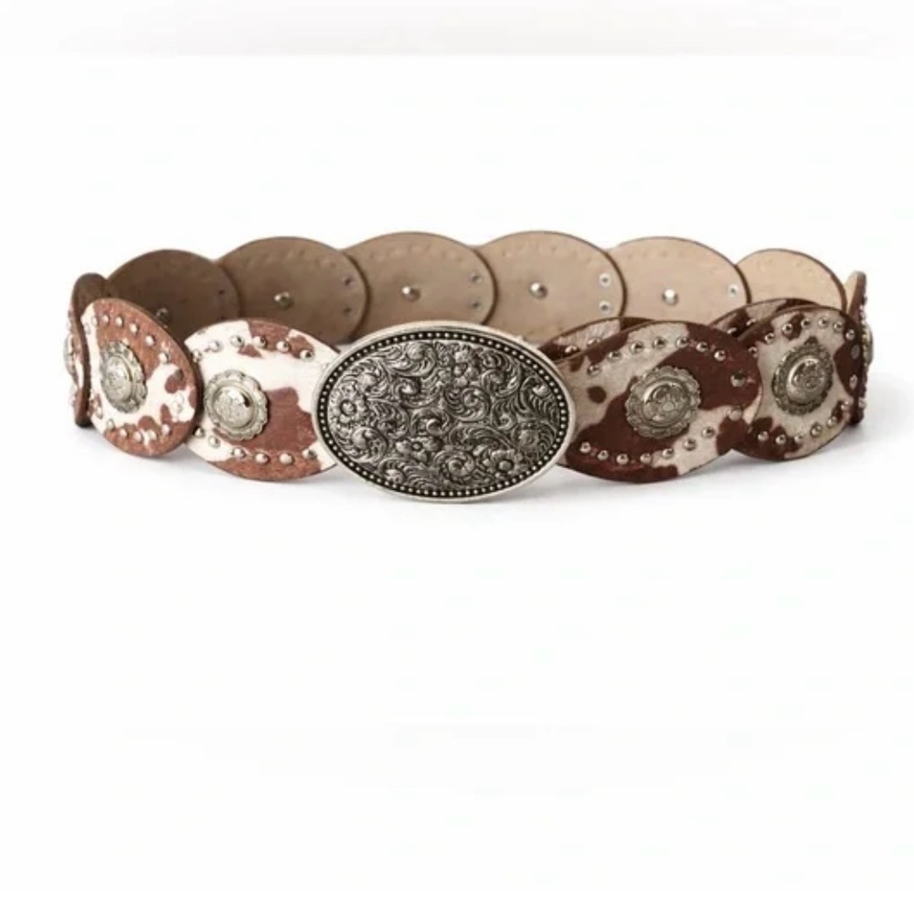 Decorative Boho Western Belt in Brown and White. Size S/M. New